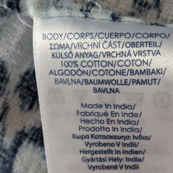 CHAPS Top Women's sz M Blue White Boho Lightweight Paisley Tunic Elastic Flowy - Picture 10 of 10